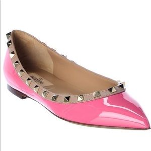 ❗️SOLD on ♏️ercari❗️Valentino Rockstud Patent Leather Ballerina Flat Pink Sz 38